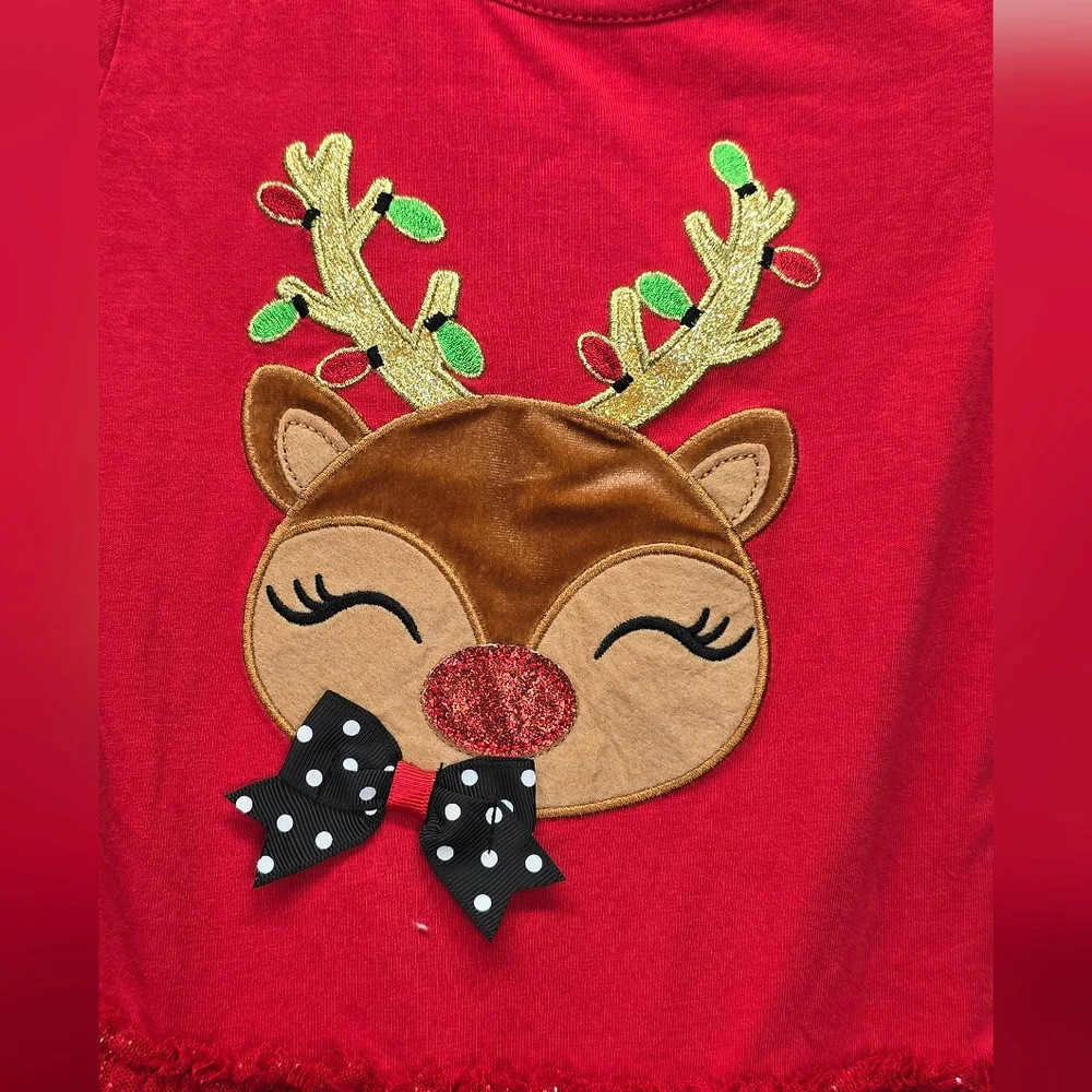 Counting Daisies Reindeer Christmas Dress 4T Holiday Long Sleeve